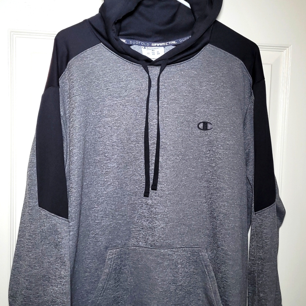 Champion Duofold Warm Ctrl Pullover Hoodie XL Grey & Black